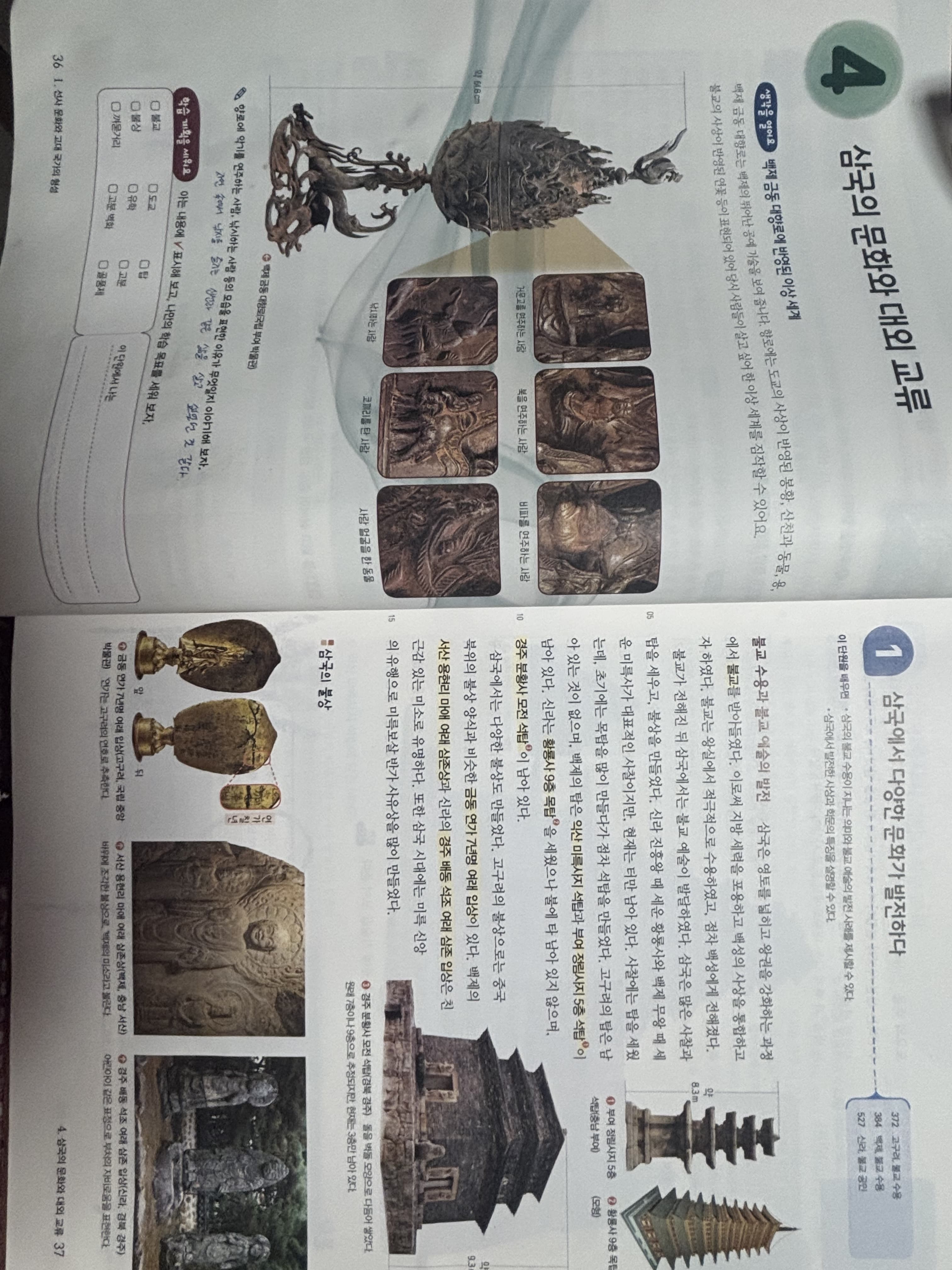 삼국의 문화와 대외 교류 교과서 사진